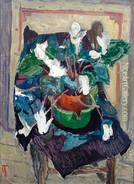 Cyclamen Oil Painting - Margaret Thomas