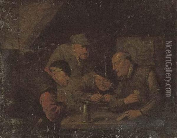 Card Players In An Interior Oil Painting - Egbert Jaspersz. van, the Elder Heemskerck