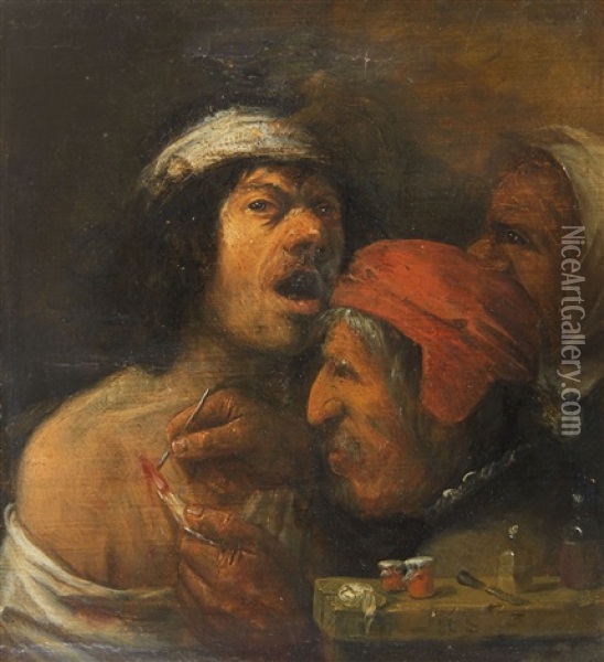 At The Surgeon's Oil Painting - Joos van Craesbeeck
