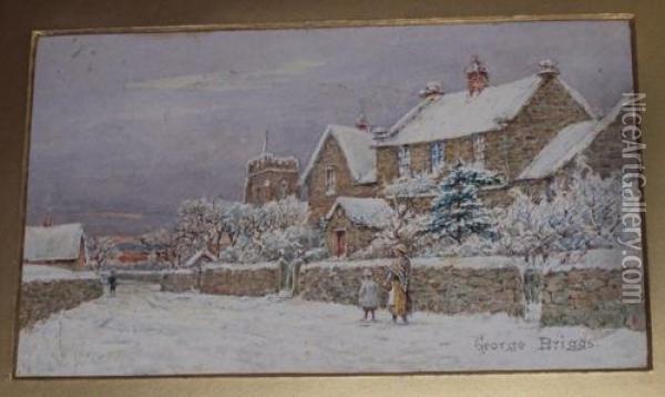 'bidston Church And Village' Oil Painting - George Briggs