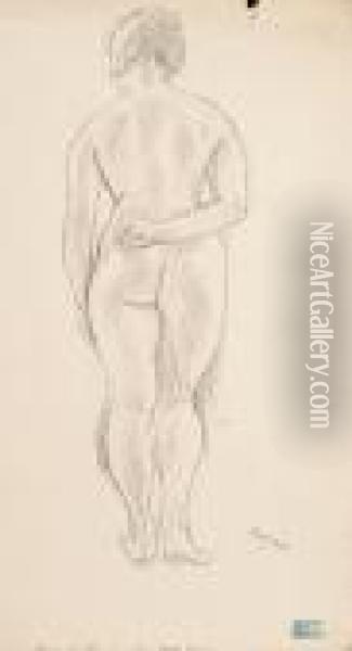Standing Female Nude Oil Painting - Jules Pascin