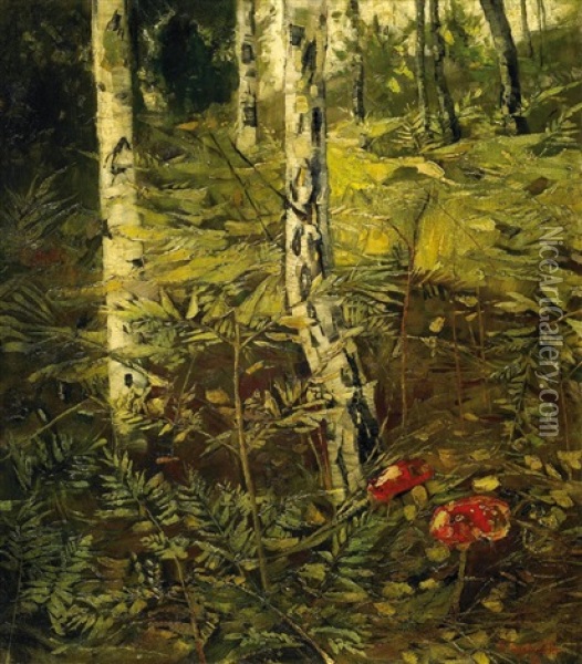 Waldinneres Mit Pilzen Oil Painting - Karl Hagemeister