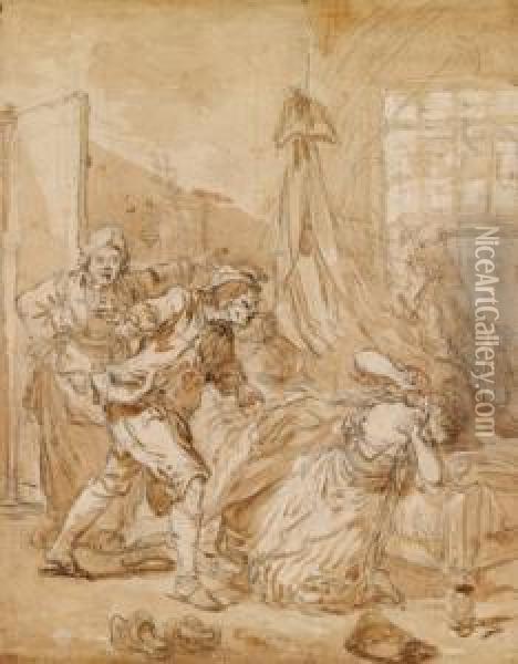 Comte Jacques De Bryas; Dessen Verkauf Oil Painting - Pierre-Antoine Baudouin