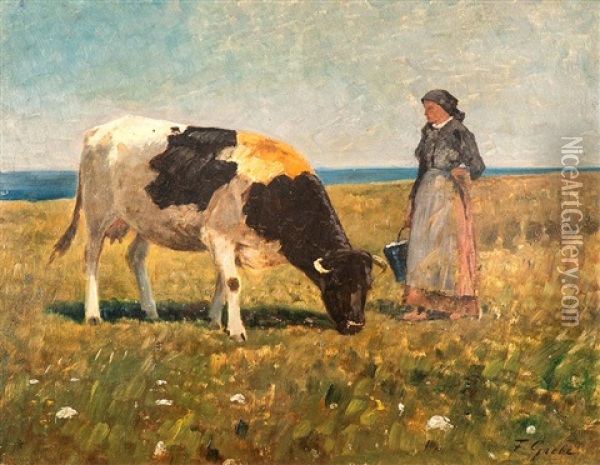 Fischlander Bauerin Oil Painting - Fritz Grebe