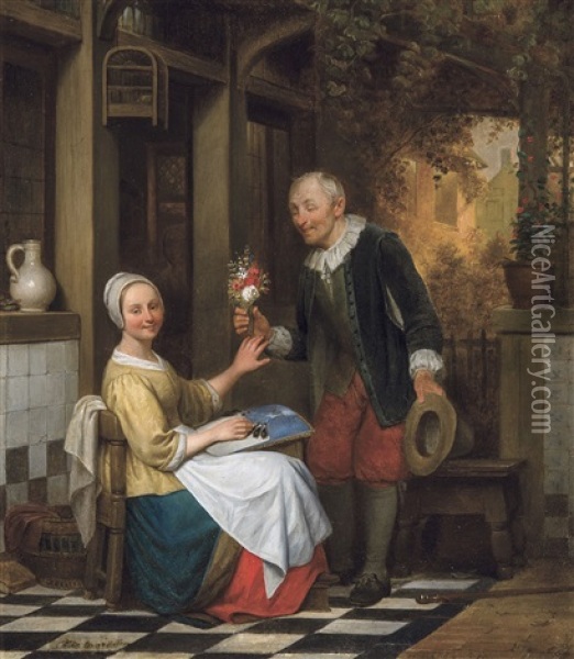 Le Bouquet Oil Painting - Ferdinand de Braekeleer the Elder