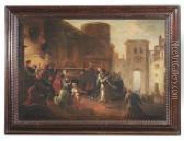 David Transfers The Ark Of The Covenant Onto Mount Zion. Oil/oak Oil Painting - Jacob Willemsz de Wet the Elder