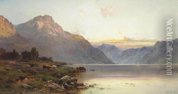 A July Evening, Loch Lomond Oil Painting - Alfred de Breanski