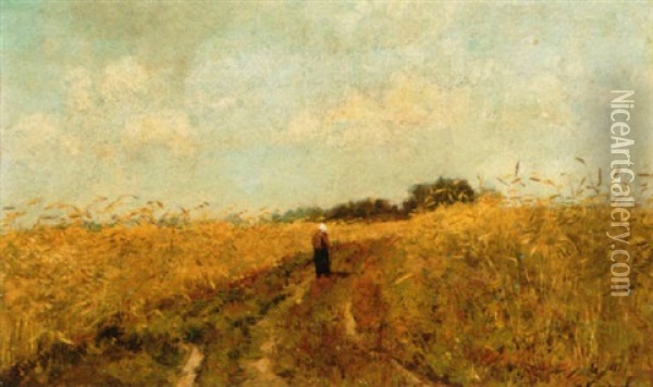 A Peasant Woman On A Path Oil Painting - Cornelis Koppenol