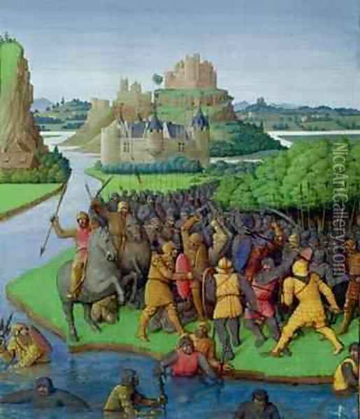Battle between the Maccabees and the Bacchides Oil Painting - Jean Fouquet