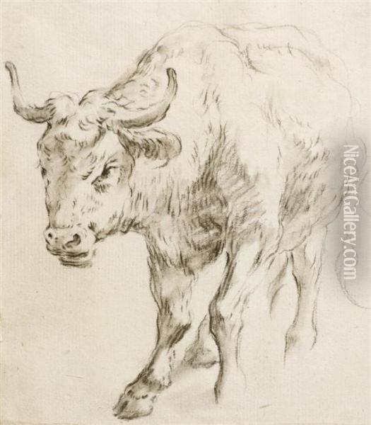 Walking Cow Oil Painting - Jean-Baptiste Huet I