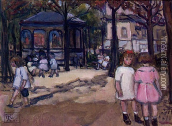 Les Fillettes Au Jardin Public Oil Painting - Fernand Piet