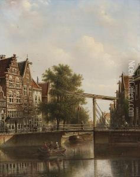 Continental Town Scene Oil Painting - Johannes Franciscus Spohler
