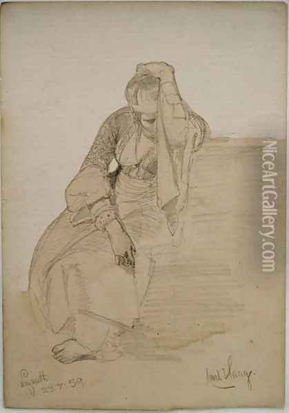 Study of a seated lady Nazareth Oil Painting - Carl Haag