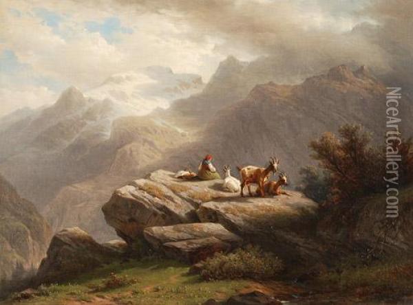 Un Sommet De Montagne. Vue Du Titlis Prise A Engstellen-alp Oil Painting - Francois Diday