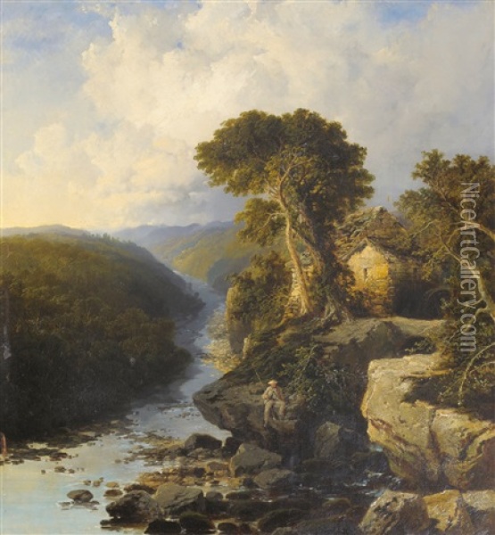 Redmire Mill, Wensleydale Oil Painting - Edmund John Niemann