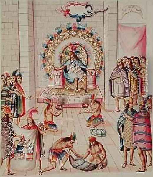 Tome 3 fol.129 Offerings to the King, from Teatro de la Nueva Espana, 1640 Oil Painting - Panes