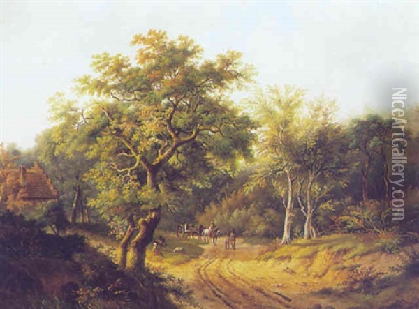 Travellers On A Path Oil Painting - Alfred Eduard Agenor de Bylandt