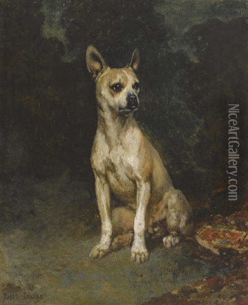 Seated French Bulldog Oil Painting - Jules Didier