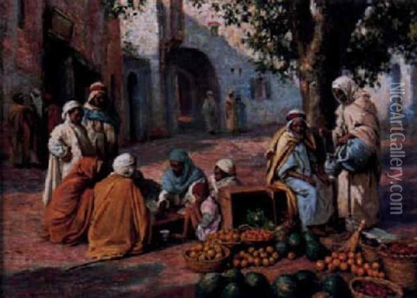 Mediterranean Market Oil Painting - Arthur Trevor Haddon