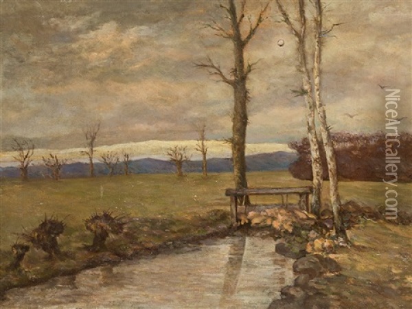 Landscape, 2nd Half 19th C Oil Painting - Pierre Puvis de Chavannes