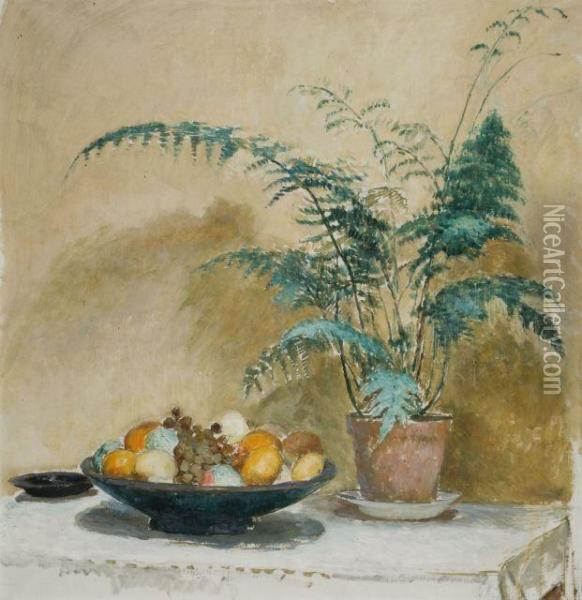 Coupe De Fruits Et Fougere Oil Painting - Henri Lebasque
