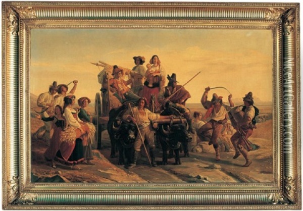 La Scene Italienne Oil Painting - Alexandre Abel Denis de Pujol