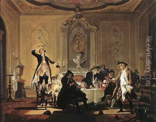Rumor Erat In Casa (There Was A Commotion In The House) 1740 Oil Painting - Cornelis Troost