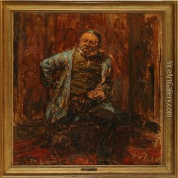 Portrait Of A Thepainter Kristian Zahrtmann Oil Painting - Sigurd Wandel