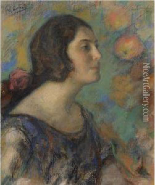 Portrait Of Judith Spat Oil Painting - Leonid Ossipovich Pasternak