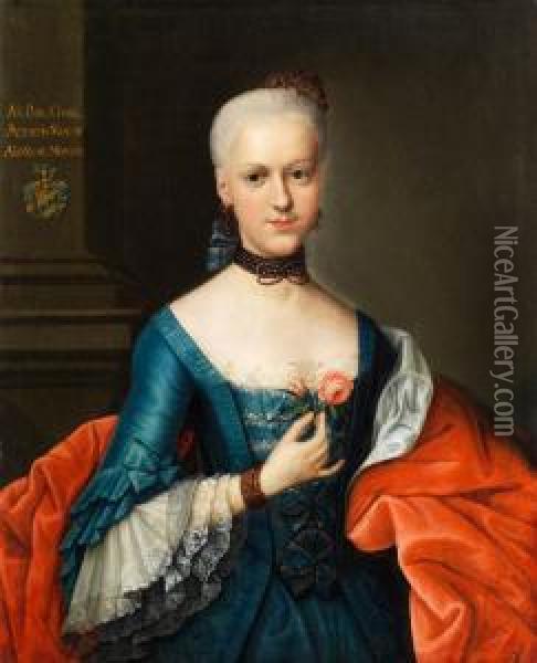 Portrait Einer Jungen Adeligendame Oil Painting - Johann Heinrich The Elder Tischbein