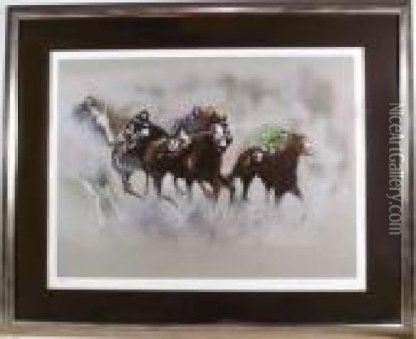 Horse Race Oil Painting - Henry King Taylor