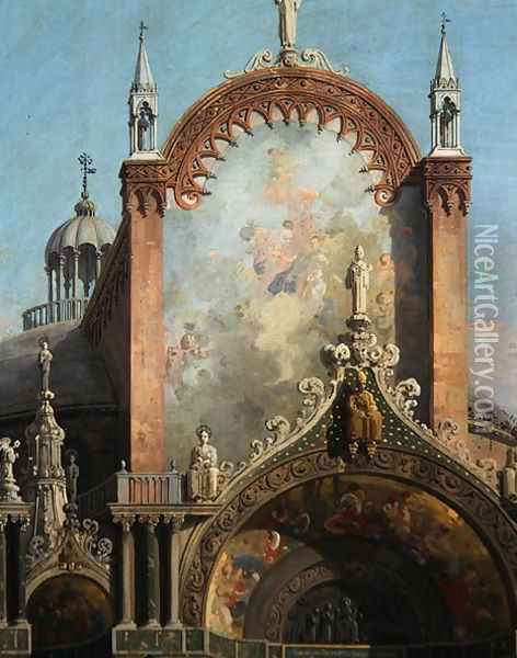 Detail of Capriccio of a Church (2) Oil Painting - (Giovanni Antonio Canal) Canaletto
