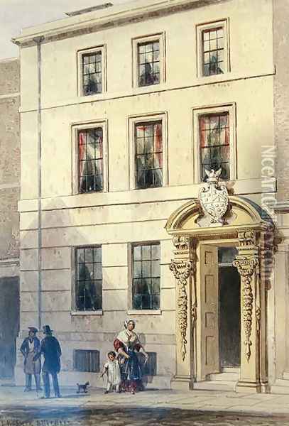 The New Front of Painter Stainers Hall, 1850 Oil Painting - Thomas Hosmer Shepherd