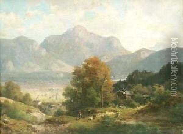 Partie Am Schliersee Oil Painting - Ludwig, Louis Von Sckell