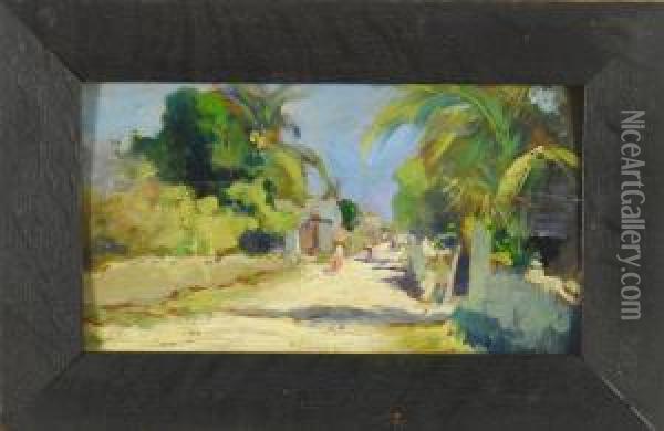 Island Street Scene Oil Painting - Stephen A. Douglas Volk