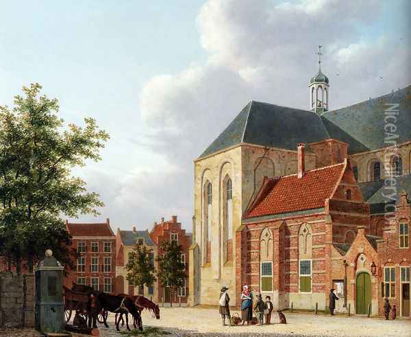 A View Of The Sint Jan's Kerkhof, Utrecht Oil Painting - Hendrik Van Oort