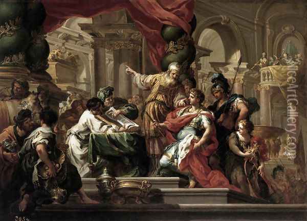Alexander the Great in the Temple of Jerusalem Oil Painting - Sebastiano Conca