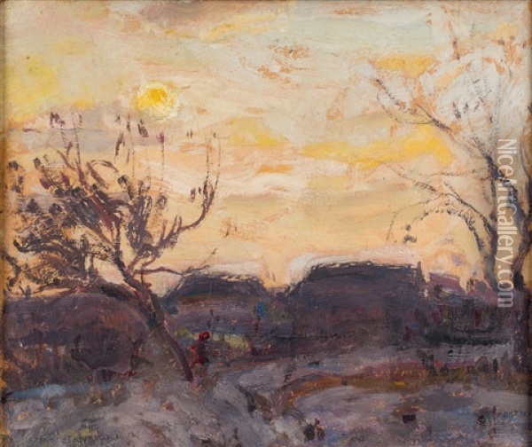 Sunset At Ukraine Oil Painting - Jan Stanislawski