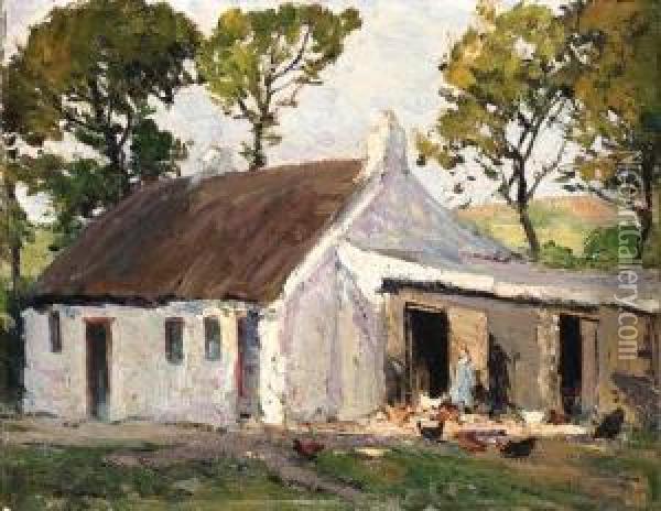 Cottage Near Ligoniel, Near Belfast Oil Painting - Hans, Jean Iten