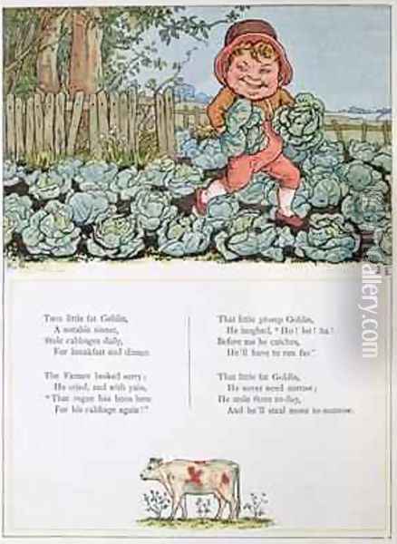 A Goblin Stealing Cabbages Oil Painting - Kate Greenaway