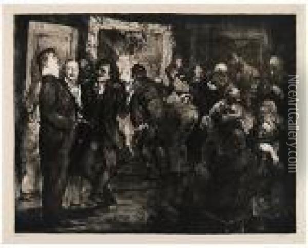 Artists Judging Works Of Art Oil Painting - George Wesley Bellows