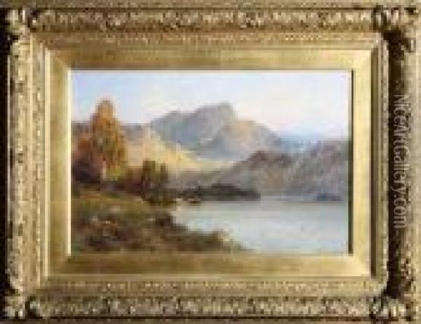 A Perthshire Lake Oil Painting - Alfred de Breanski