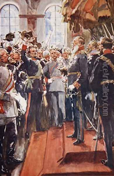 Long Live his Imperial Majesty Emperor William I illustration from A History of Germany Oil Painting - A.C. Michael