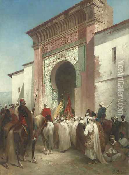 Royal Procession at the Gateway Oil Painting - Honore Boze