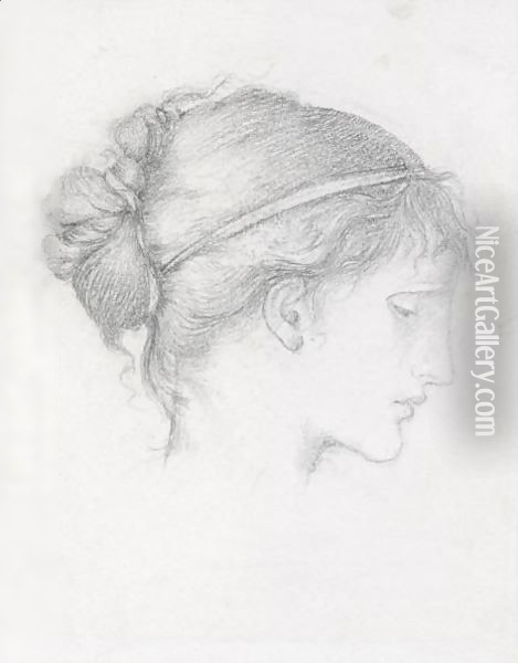 Head Of A Girl, Possibly Maria Zambaco Oil Painting - Sir Edward Coley Burne-Jones
