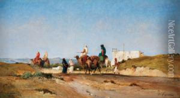 Caravane De Chameliers Oil Painting - Victor Pierre Huguet