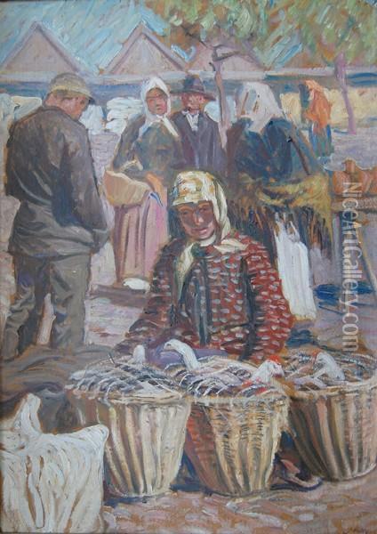 Targ Oil Painting - Ludwik Misky