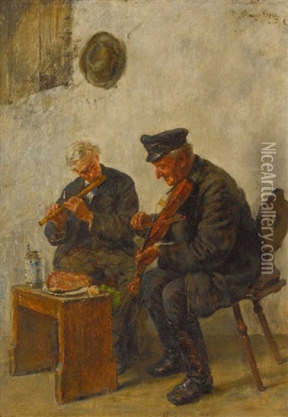 Zwei Alte Musikanten Oil Painting - Carl Mayr-Graetz