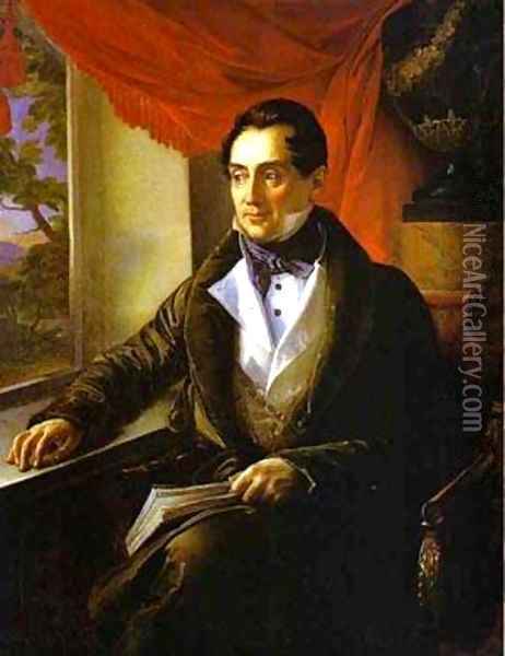 Portrait Of PN Zubov 1839 Oil Painting - Vasili Andreevich Tropinin
