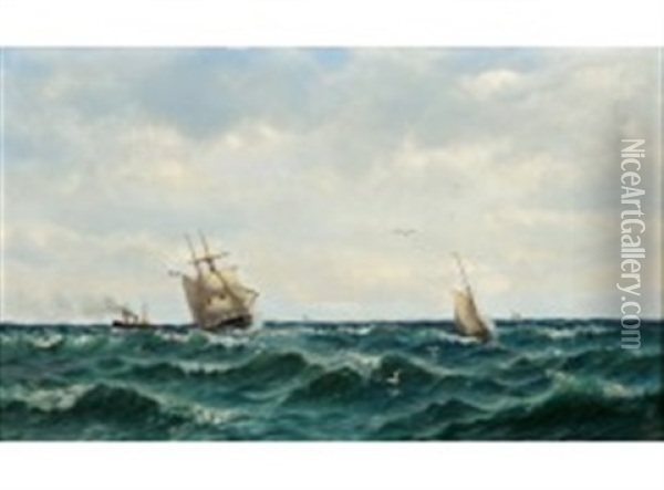 Sea Landscape Oil Painting - Oskar Conrad Kleineh